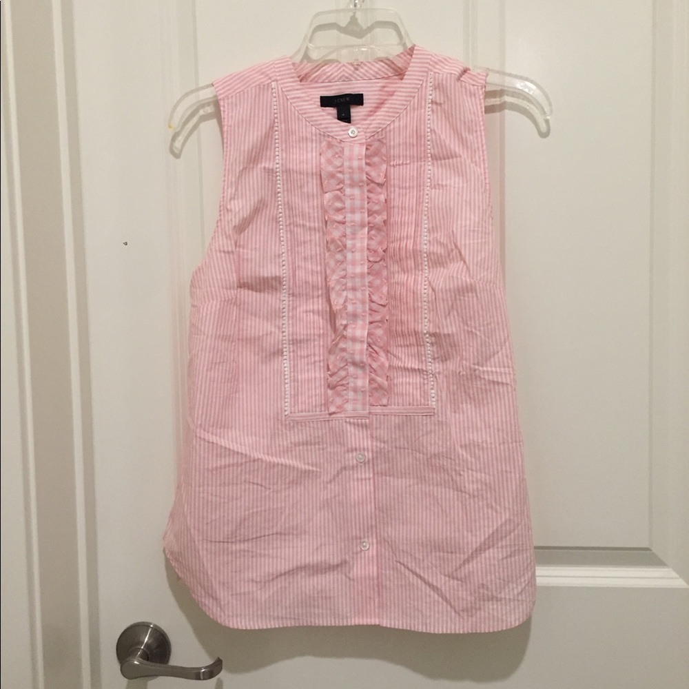 NWT Jcrew Pink & White Striped Button Tank SZ 4